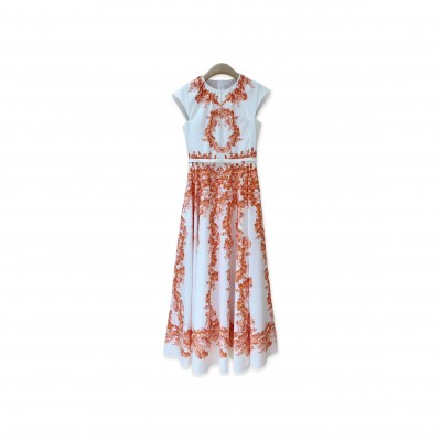 GIAMBATTISTA VALLI PRINTED COTTON POPLIN MAXI DRESS